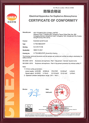 K-TEK-AB83-DWP Сертификат взрывобезопасности