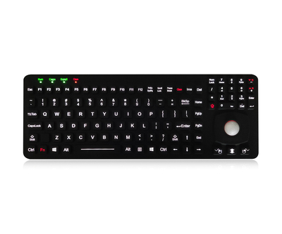 K-TEK-M366-OTB-KP-FN-BL-OEM Industrial silicone keyboard with 25mm trackball mouse