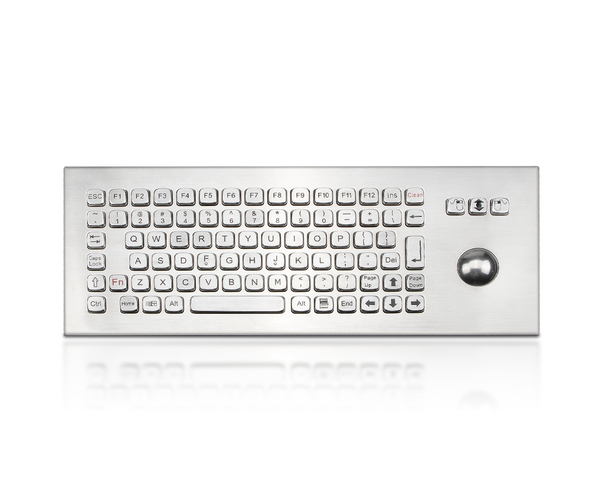 K-TEK-A361-MTB-FN-DWP stainless steel industrial rugged keyboard with trackball