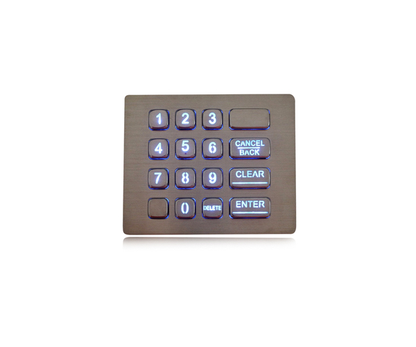 K-TEK-A120KP-BL-DWP industrial backlight stainless steel keypad